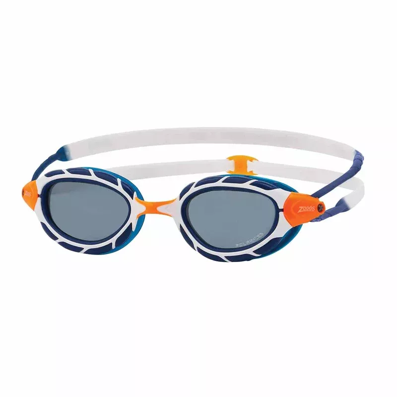 Zoggs Predator Polarized Goggles – Regular Fit – Blue/White/Polarised Smoke