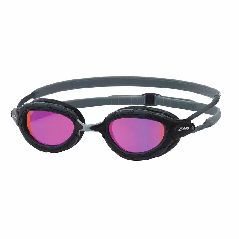 Zoggs Predator Titanium Goggles – Regular Fit – Grey/Black/Mirrored Pink